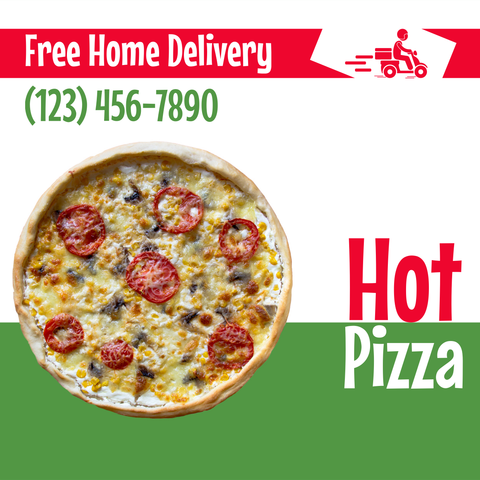 Pizza Restaurant Free Home Delivery Sign Template